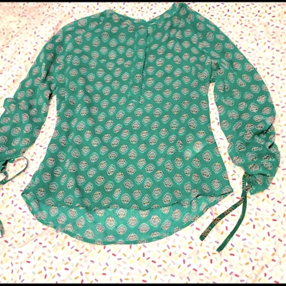 Banana Republic Ruched Sleeve Sheer Top